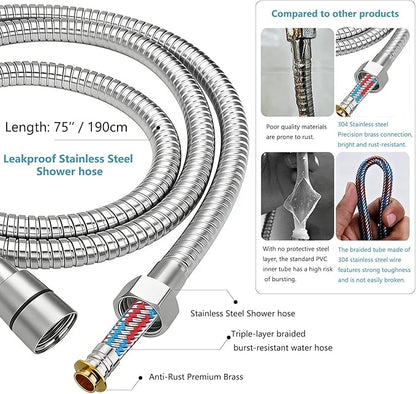 Filtered Shower Head with Handheld - High Pressure 6 Spray Modes Showerhead with Filters, Shower Head With Movable Bracket & 75" Anti-Burst Hose | 12 Replaceable Water Softener Filters for Hard Water