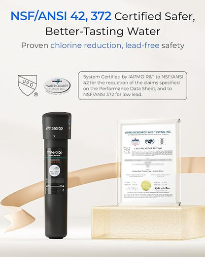 Waterdrop 15UB Under Sink Water Filter, Under Sink Water Filtration System for 2 Years, NSF/ANSI 42 Certified, Reduces PFAS, PFOA/PFOS, Lead, Under Sink Water Filter with Faucet, 19K Gallons