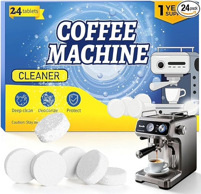 24 Coffee Maker Cleaner Descaler Tablets for Coffee Pot & Coffe Machine | Compatible With Keurig, Nespresso, Ninja, Philips, Miele, Breville, DeLonghi, Espresso & Drip Machines
