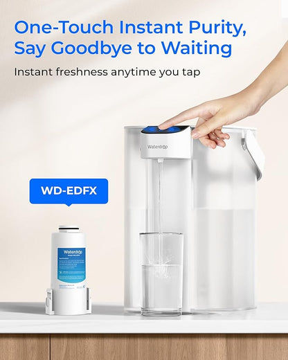 Waterdrop EDFX Water Filter Replacement for Waterdrop ED61 Rechargeable Water Filter Dispenser, 200-Gallon Long-Life, 10X Filtration Efficiency, Reduce 98% Chlorine and 20+ Contaminants, 3 Pack