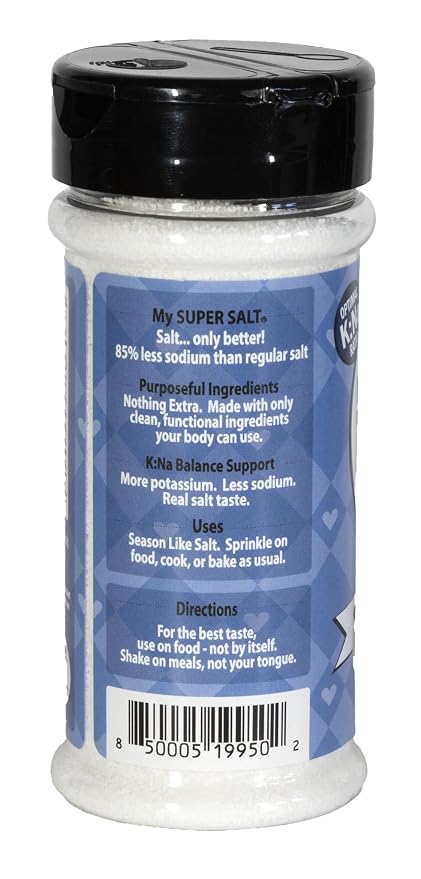 My SUPER SALT – Functional Salt Alternative with Real Salt Taste – 85% Less Sodium – Mineral Balanced Support for Everyday Wellness – 7 oz