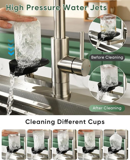Kitchen Faucet with Cup Washer Pull Down Sprayer Stainless Steel Kitchen Sink Faucet with Deck Plate Glass Rinser Single Hole Brushed Nickel