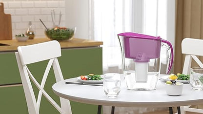 AQUAPHOR Smile Water Filter Jug - 2.9L, Fits Fridge Door, Student-Friendly | Lightweight, Space-Saving, Includes 1xA5 350L Filter with Added Magnesium, Reduces Limescale, Chlorine, Microplastics-Pink