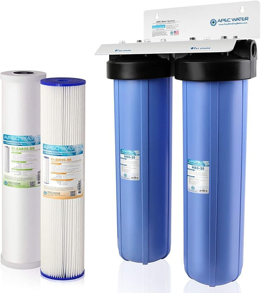 APEC 2-Stage Whole House Water Filter System with Sediment and Carbon Filters (CB2-SED-CAB20-BB)