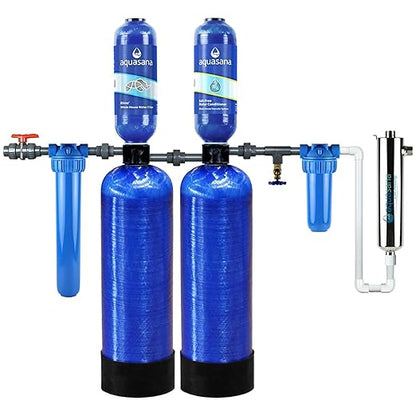 Aquasana Whole House Well Water Filter | 500,000 Gallons | UV, Carbon & KDF | Salt-Free Softener Alternative | Tackles up to 99.99% Chlorine, Bacteria, Viruses, Cysts & Scale | Rhino WH-WELL-CT-UV
