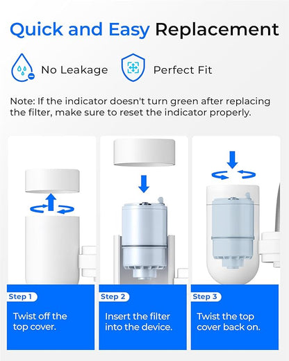 [Alkaline] Waterdrop CF08D Faucet Filter, Compatible with All PUR® PLUS Water Filter, PUR® PLUS RF9999® Faucet Water Filter, 6-Month, 900-Gallon, 3 Pack