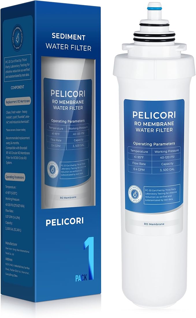 RF-40 RO Membrane Replacement Filter - Compatible with Brondell Circle RC100 Under Sink Reverse Osmosis Filtration Systems (1 Pack, Blue)