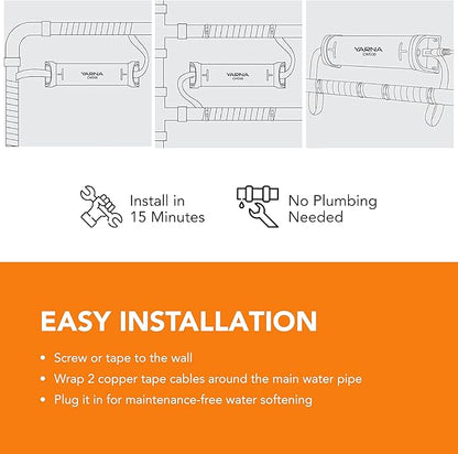 YARNA Capacitive Electronic Water Descaler Whole House Solution - No-Salt Softener System, Reduces Limescale Effects and Mineral Buildup - Model CWD230, Compatible with Pipes Up of to 2 Inches