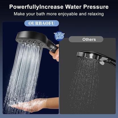 Filtered Shower Head with Handheld, Filtered Shower Head with 3-PCS Filters For Hard Water, 7-Spray Modes 5" High Pressure Shower Head, Built-in Power Jets Shower Heads, Black