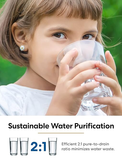 Brio Reverse Osmosis Water Filtration System, 500 GPD, 2:1 Pure to Drain, Tank-Less, Under Sink Faucet Mount