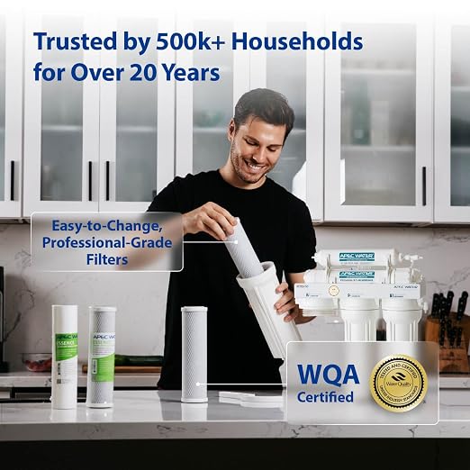 APEC Water WQA Certified 5-Stage Under Sink Reverse Osmosis Water Filter System, Brushed Nickel, Certified Ultra Safe Drinking Water Filter System, Reduces 99.99% of Contaminants, DIY Install
