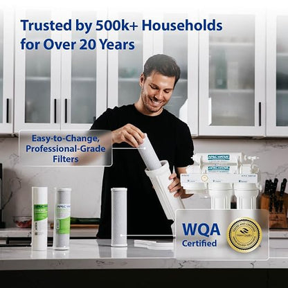 APEC Water WQA Certified 5-Stage Under Sink Reverse Osmosis Water Filter System, Brushed Nickel, Certified Ultra Safe Drinking Water Filter System, Reduces 99.99% of Contaminants, DIY Install