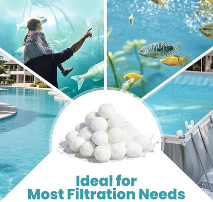 9.2 lbs Pool Filter Balls for Sand Filters, Reusable White Filter Media Balls for All Sand Filter Systems, Efficient & Lightweight Pool Sand Filter Balls, Replaces 300 lbs Pool Filter Sand