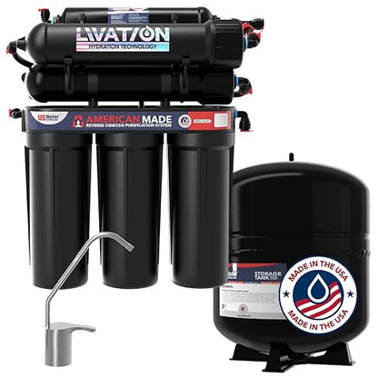 US Water Systems The All American 6-Stage Alkaline Water Filter High-Efficiency Reverse Osmosis Water Filter, Made in USA, Livation Hydration Under Sink Water Filter, Lifetime Support - Chrome Faucet