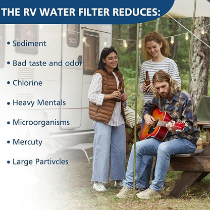 4-pack RV Inline Water Filter with KDF&GAC for Fresh Drinking Water | Ideal for camping, road trips, boating and outdoor use with fresh, better-tasting water wherever you go