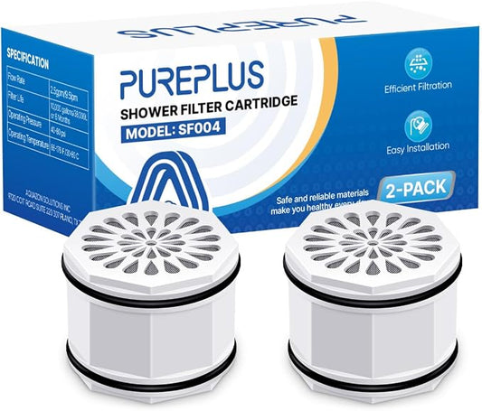 PUREPLUS WHR-140 Shower Head Water Filter Cartridge, Replacement for Culligan WSH-C125, HSH-C135, ISH-100, HSH-BN135, S-H200-C, S-H200-BN, S-W100-C Advanced KDF WTR Filtration for Softer Skin, 2Pack