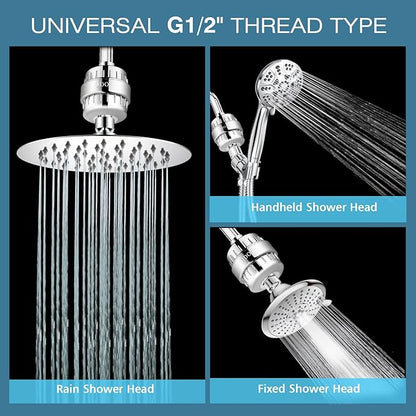 JDO Shower Filter for Hard Water - 18 Stages High Output Shower Head Water Softener to Remove Chlorine Fluoride Heavy Metals (Chrome)