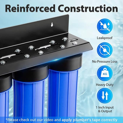 iSpring WGB32BM 3-Stage Whole House Water Filtration System w/ 20-Inch Sediment, Carbon Block, and Iron ; Manganese Reducing Filter & UVF55FS Whole House UV Water Filter