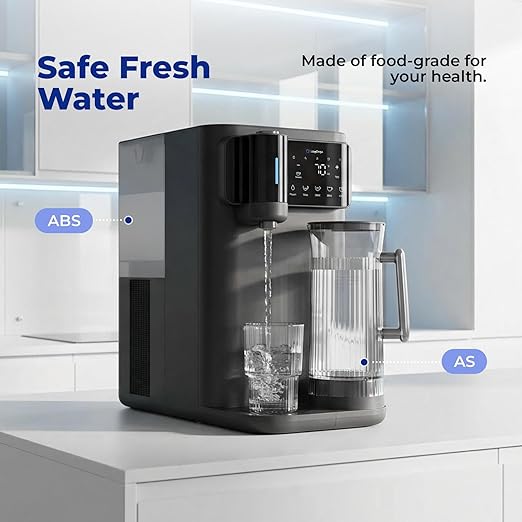 Mineral Countertop Reverse Osmosis System, 6-Stage RO Water Filter, 43℉ Chilled Water with UV-C Light, Large Capacity Tank, Autofill Pitcher, TDS Monitoring, Portable Purifier for Home