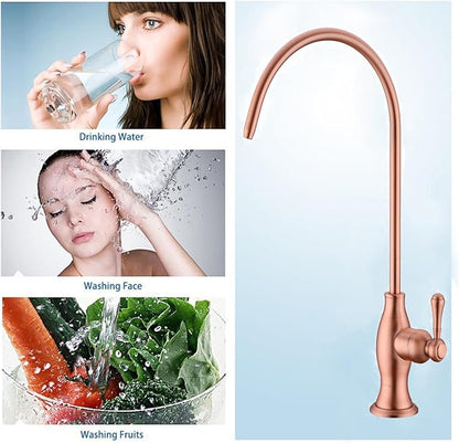 Delle Rosa Drinking Water Faucet in Copper Finish, Retro Stainless Steel Kitchen Water Filter Faucet, Commercial Water Filtration Faucet for Under Sink Water Filter System,Copper Finish,Non-Air Gap