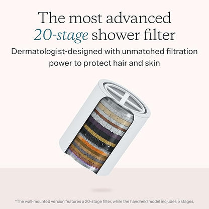 MDhair Mounted & Handheld Filtered Showerhead Set for Healthier Hair & Skin - Multi-Stage Filter Removes Chlorine & Heavy Metals, Dermatologist-Formulated Shower Head Filter for Hard Water
