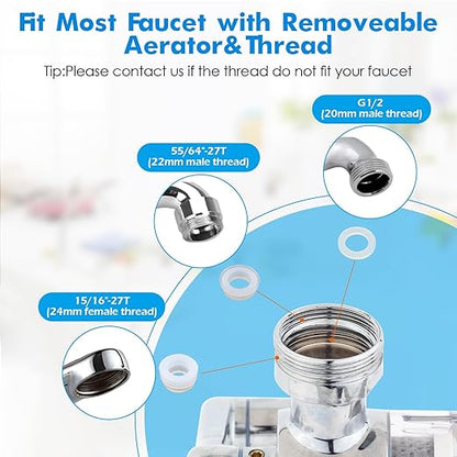 Water Filter for Bathroom Sink 1080 Rotating Swivel Faucet Extender Water Purifier for Sink Remove Chlorine, Taste,Odor More Than 99% Relieve Dry, Rough&Itchy Senstive Skin
