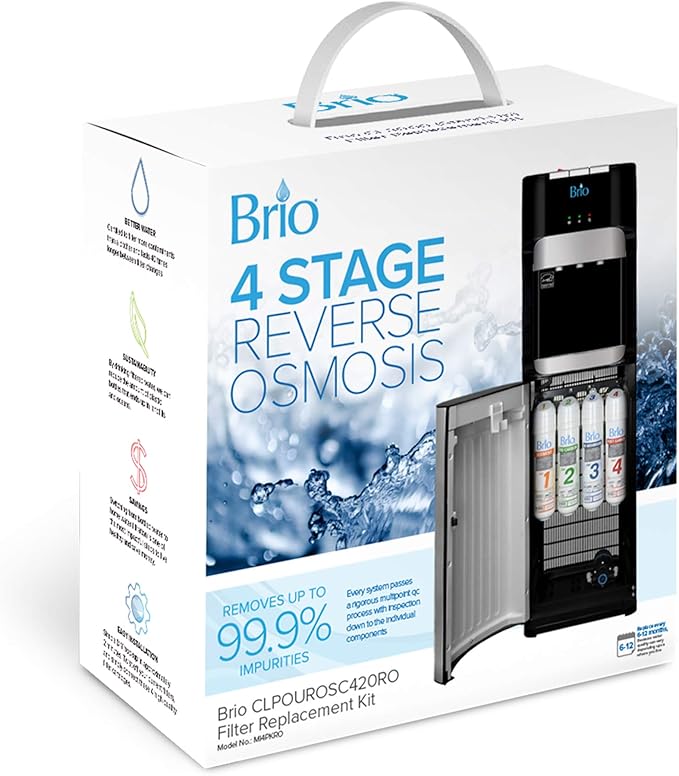 Brio 4 Stage RO Reverse Osmosis Water Cooler Filter Replacement Kit | for Brio Water Dispenser Models: CLPOURO420SCV2 & CLPOUROSC420RO