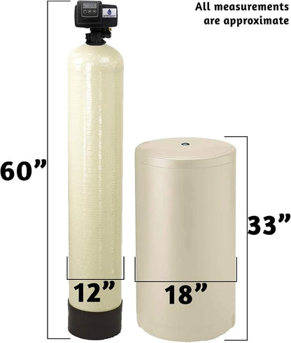 AFWFilters 2 cubic Foot (64k) Whole Home Iron Pro Water Softener with Fine Mesh Resin, 3/4" Plastic MNPT Connection, and Almond Tanks