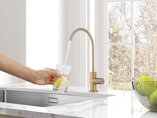 AguaStella AS09CPB Champagne Bronze Stainless Steel Kitchen Water Filter Faucet RO Faucet for Most Reverse Osmosis Units or Water Filtration System in Non-Air Gap