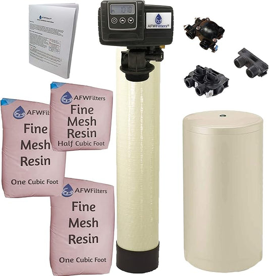 IRON Pro 2 Combination water softener iron filter Fleck 5600SXT digital metered valve for whole house (80,000 Grains, Almond)