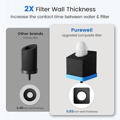 Purewell 5-Stage Filtration Alkaline-Enhanced Gravity Water Filter System with Water Level Window & Smart Timer, Certified to Reduce Lead, Total PFAS, Mercury, and Chlorine, Up to pH 9, SQH-2.25G