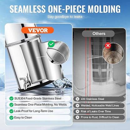 VEVOR Gravity-fed Water Filter System, 1.5G 304 Stainless-Steel Countertop System, Water Filtration System, Reduces Lead and up to 99% of Chlorine, with 2 Carbon Filters & Spigot, for Home Camping RV