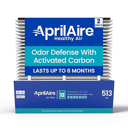 AprilAire 513CBN Replacement Filter for AprilAire Whole House Air Purifiers - MERV 13 with Carbon, Healthy Home Allergy + Odor Reduction, 31x28x4 Air Filter (Pack of 2)