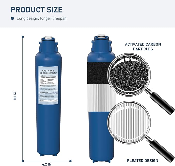 AP917HD-S AP904 Water Filter Replacement, Whole House Sanitary Quick Change Water Filter Cartridge Compatible with 3M Aqua-Pure AP917HD-S and AP904 System, Reduces Sediment, Odor, and Scale 1 Pack
