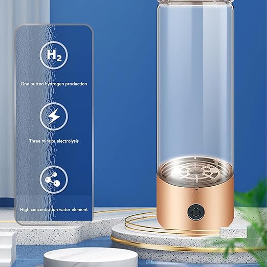 410ml Hydrogen Water Bottle with Nasal Inhalation Hose, 1200?1400PPB Portable Rechargeable Hydrogen Water Ionizer Machine, Hydrogen Rich Water Glass Health Cup for Home Travel