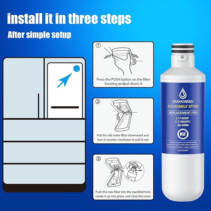 ADQ747935 Water Filter Replacement for LG Water Filter LT1000P/PC/PCS, AGF80300704, LMXS28626S, LMXS30796S, ADQ74793501, ADQ75795105 with LT120F Air Filter, 3 Combo | Compatible with LG LT1000P/PC/PCS ThinQ AGF80300704, LMXS28626S, LMXS30796S, ADQ74793...