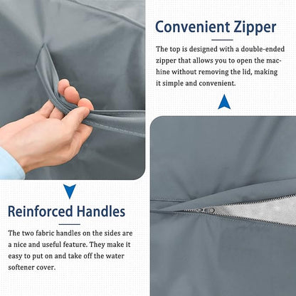Water Softener Cover – 600D Heavy-Duty Waterproof Oxford Fabric, Dust & UV Protector for Fleck, Whirlpool, Pelican, SpringWell WHES30E/WHES40E Systems (19.5"W x 20.5"D x 47"H, Grey)