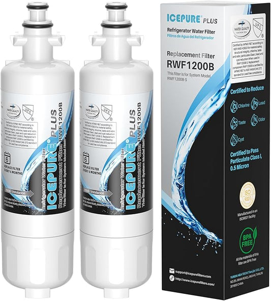 ICEPURE PLUS ADQ36006101 NSF/ANSI 53 & 42 Certified Refrigerator Water Filter, Remove Lead, Replacement for LG LT700P, Kenmore Elite 9690, 469690 CLCH106 ADQ36006102 FML-3 LFXS30766S LFXS24623S, 2PACK