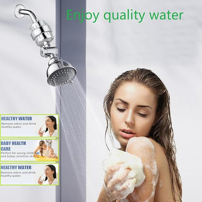 15 Stage Universal Shower Water Filter Cartridges for All Similar Shower Systems, Reduces Chemicals and Chlorine, Hard Water, Restores pH Balance (1 Pack)