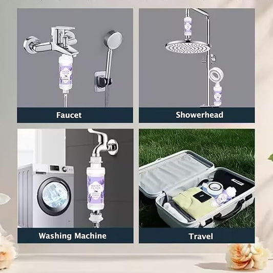Vitamin C Shower Filter for Hard Water Filter + 2 Shower Aromatherapy Replacement Cartridge Bathroom Accessories Remove Chlorine Fluoride Heavy Metals Lemon Scent