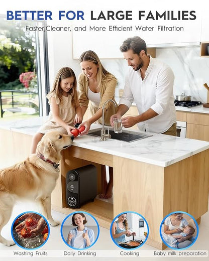 TJN 600G RO Water Purifier，FCC & UL 979 Certification. 600G High Flow (1.5L/min), Dual RO+PCB Filters. Reduces TDS & PFAS, 2:1 Pure-to-Drain Ratio. Includes Faucet & Tubing, Under Sink Installation