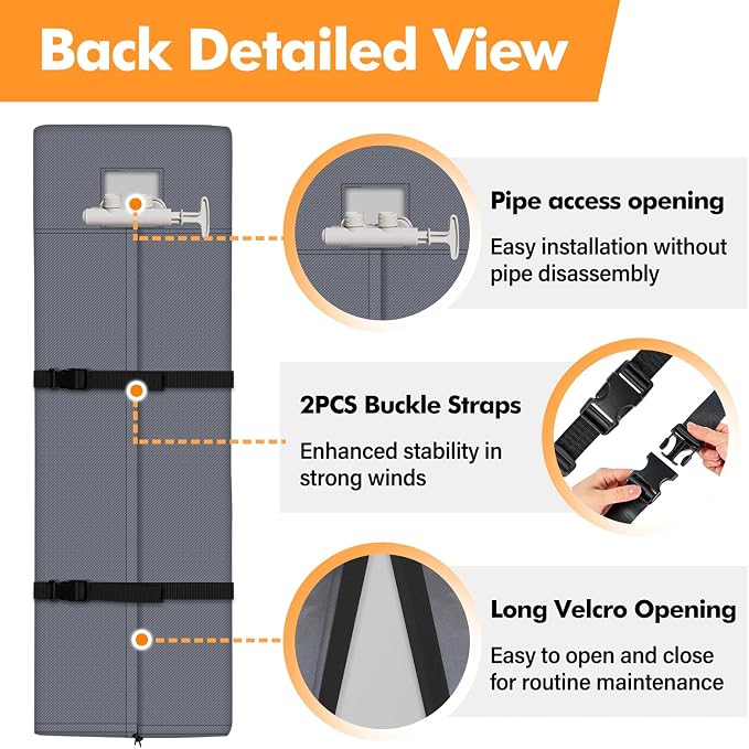 Water Softener Cover Outdoor for WHES30E/WHES40E Grain Softener, Grey | 3-layer Insulated heavy duty water softener cover for 350/420 Water Softener, waterproof zipper, UV, freeze & wind protection