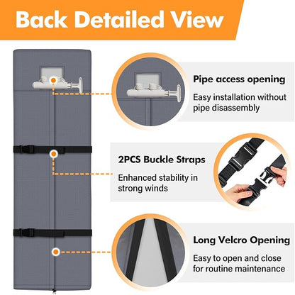 Water Softener Cover Outdoor for WHES30E/WHES40E Grain Softener, Grey | 3-layer Insulated heavy duty water softener cover for 350/420 Water Softener, waterproof zipper, UV, freeze & wind protection