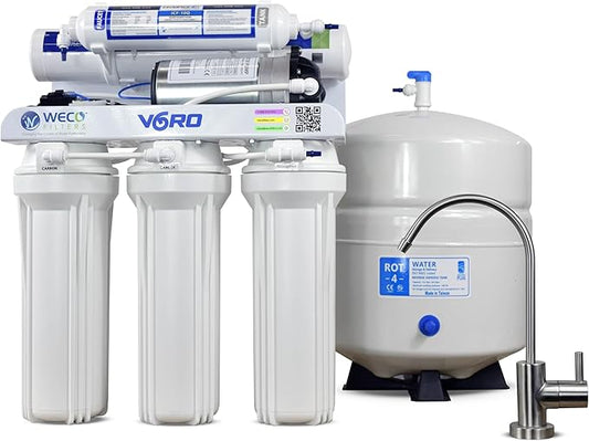 WECO VGRO Under Sink High Efficiency 75 Gallons Per Day Reverse Osmosis Drinking Water Filtration System with Pressure Booster Pump & Installation Kit (VGRO-75PMP)