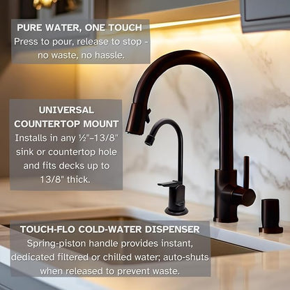Westbrass R203-NL-12 6" Touch-Flo Style Pure Water Dispenser Faucet, Oil Rubbed Bronze