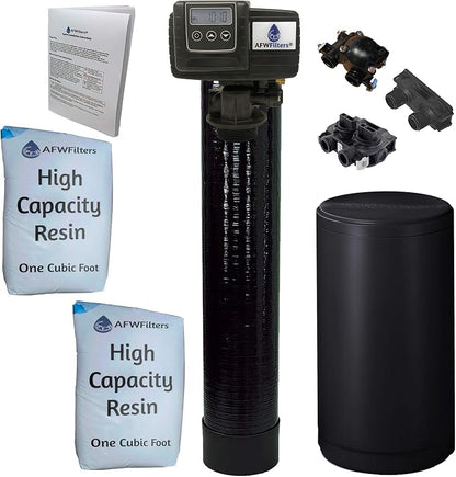 AFWFilters 2 cubic Foot (64k) Whole Home Water Softener with High Capacity Resin, 3/4" Plastic MNPT Connection, and Black Tanks