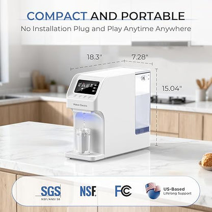 Waken Electric C11S Reverse Osmosis Water Filtration System Countertop 180oz Water Tank 4:1 Pure to Drain 8 Stage RO Filter No Installation for Home Apartment Condo RV