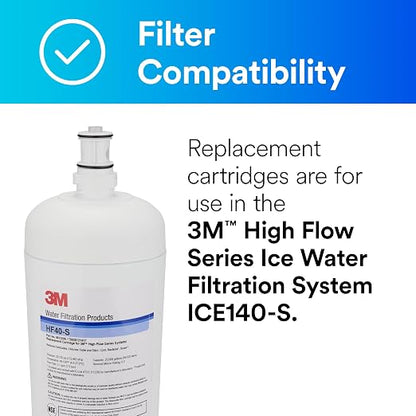 3M Water Filtration Replacement Cartridge for Commercial Ice Maker Machines HF40-S for High Flow Series ICE140-S, Reduces Bacteria, Sediment, Chlorine Taste and Odor, Cysts, Inhibits Scale