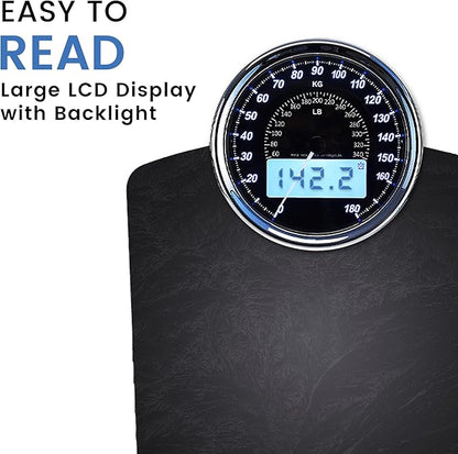 EILISON Highly Advance 2-in-1 Digital & Analog Weighing Scale for Body Weight-400lbs, 4 High Precison GX Sensor Accurate, Thick Tempered Glass, Extra Large Display (New Black)