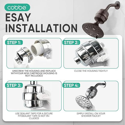 Cobbe HD HEAVY DUTY High Output Shower Filter – 99% REMOVAL Shower Head Filter for Hard Water, Heavy Metals, Chlorine and Harmful Substance, Improve your skin and hair - Oil Rubbed Bronze